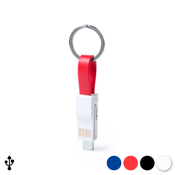 Keyring with Type C Micro USB Cable and Lightning Cable 145969